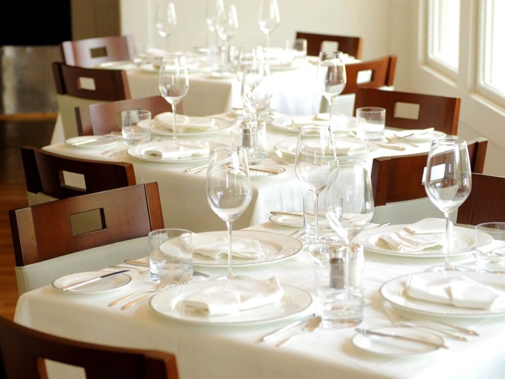 Restaurant Tables with place settings