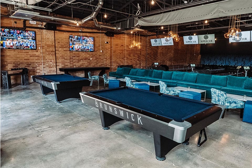 a pool table in a room